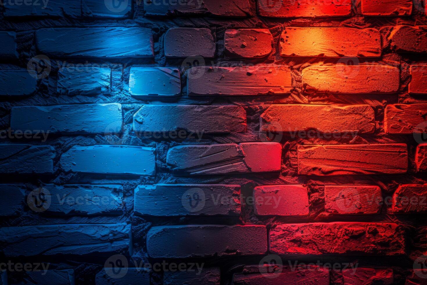 A brick wall with a pink hue and a blurry background. Neon lights. The wall appears to be wet and has a shiny, reflective surface. Scene is one of mystery and intrigue, as the blurry photo