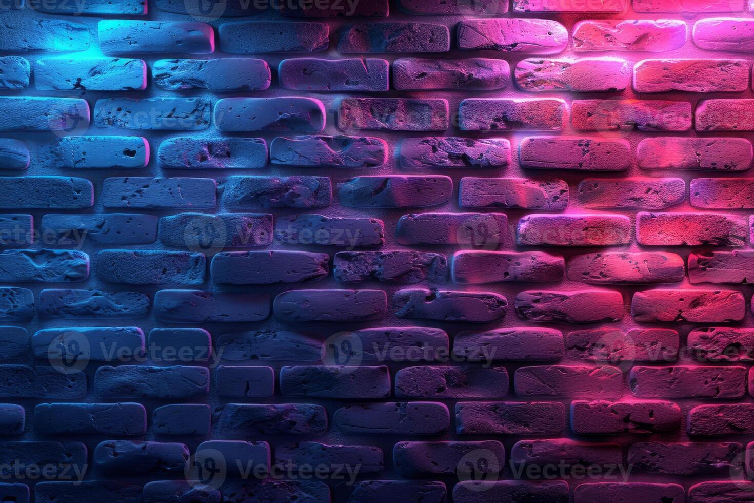 A brick wall with a pink hue and a blurry background. Neon lights. The wall appears to be wet and has a shiny, reflective surface. Scene is one of mystery and intrigue, as the blurry photo