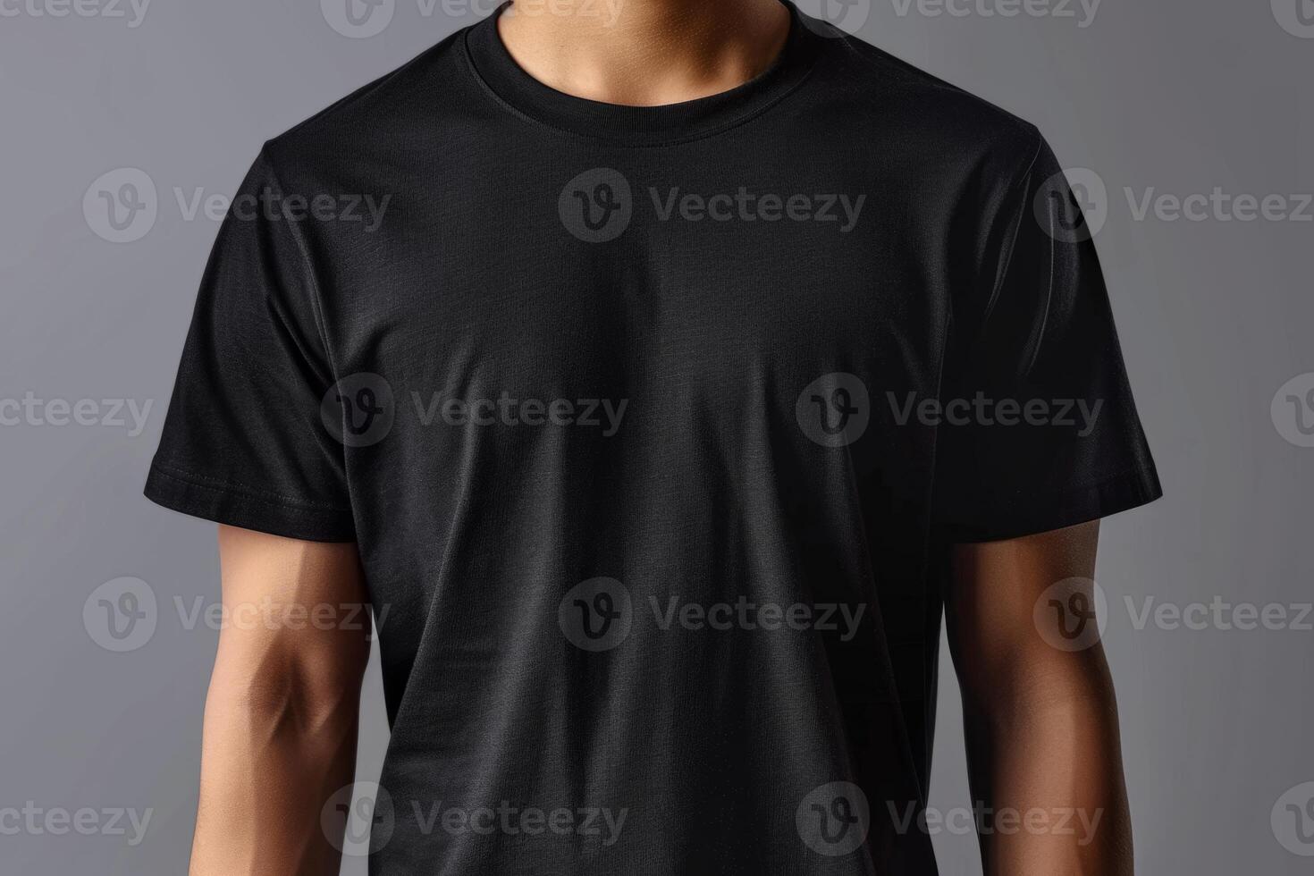 Person model wearing black mockup tshirt shirt simple background promotion advertisement ad streetwear style fashion dropshipping print empty dark clothing clothes photo