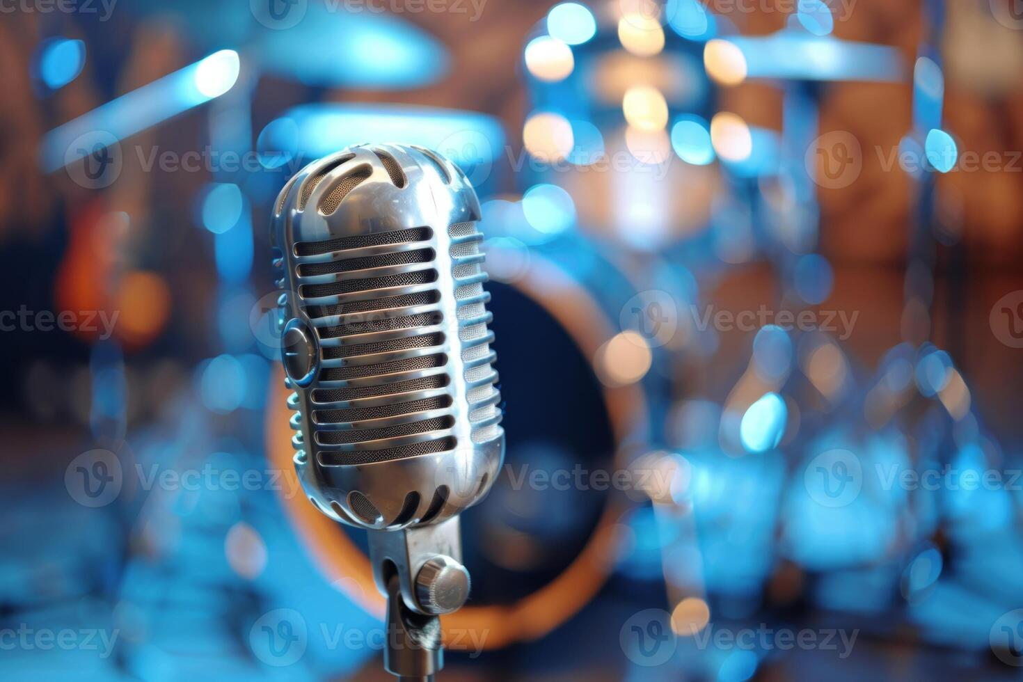 Professional microphone studio podcast stream interview platform radio with micrecording voice singing in bright record studio audio quality equipment content music media entertainment photo