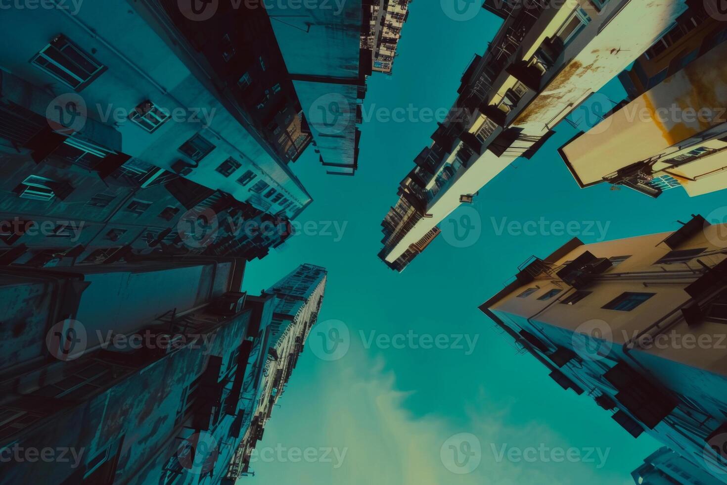 Modern futuristic downtown city center financial business district corporations headquarters hq skyscrapers office buildings largest companies tall towers buildings future tourism photo