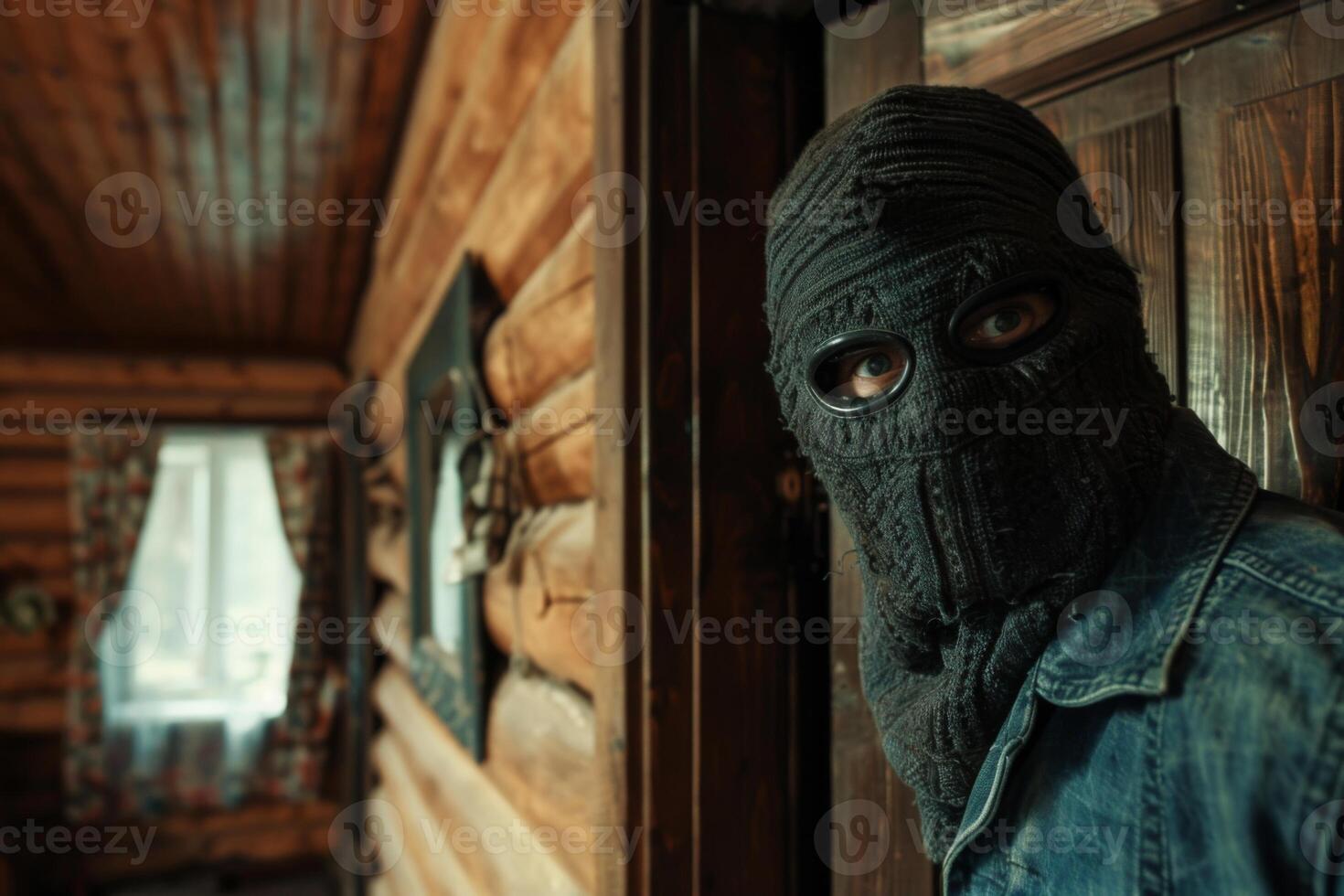 Burglar thief robbing house criminal activity robbery burglary mask crime scene stealing mugger security risk cctv camera catch illegal activity dangerous evil violence gun balaclava photo