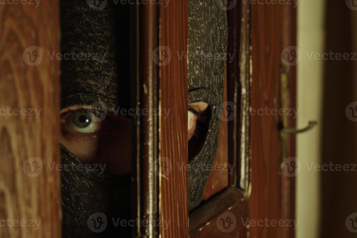 Burglar thief robbing house criminal activity robbery burglary mask crime scene stealing mugger security risk cctv camera catch illegal activity dangerous evil violence gun balaclava photo