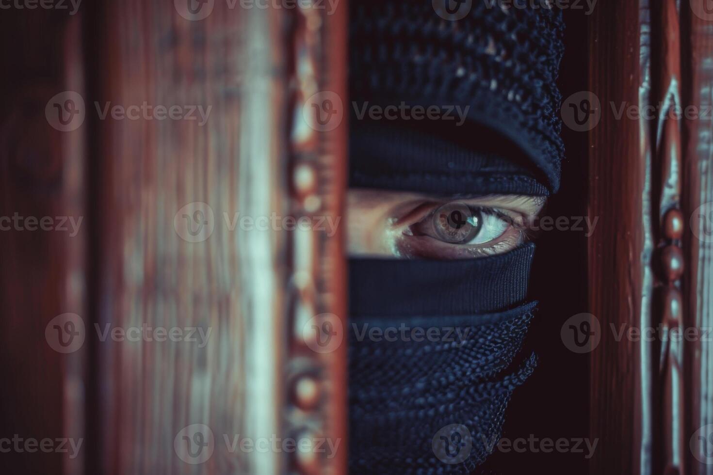 Burglar thief robbing house criminal activity robbery burglary mask crime scene stealing mugger security risk cctv camera catch illegal activity dangerous evil violence gun balaclava photo