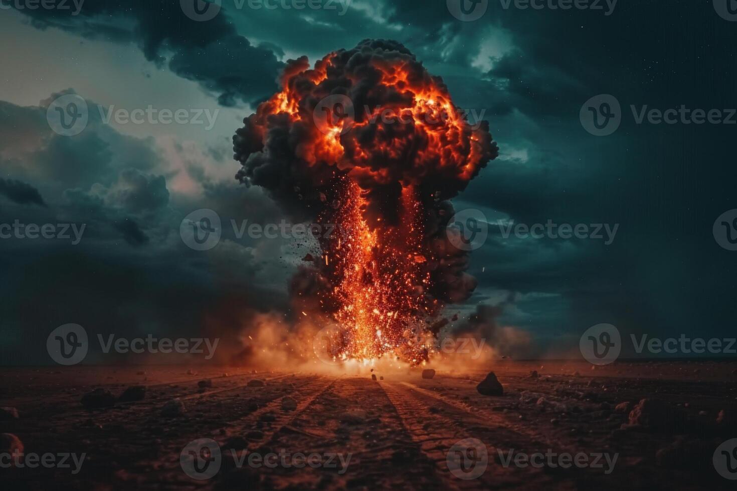 Volcanic eruption volcano erupting with smoke ashes old mountain peak sky covered with fumes natural disaster catastrophe exploding explosion national park lava photo