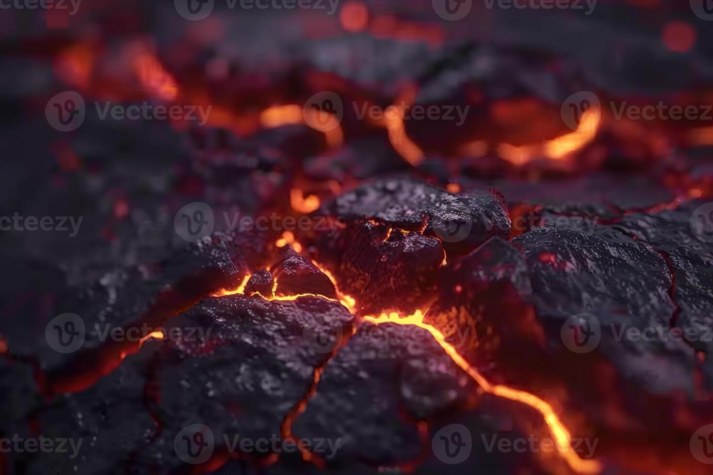 Hot molten lava streaming volcano eruption stream hot boiling magma venus other planet surface destruction flowing fire flame heat danger glowing cosmic photo