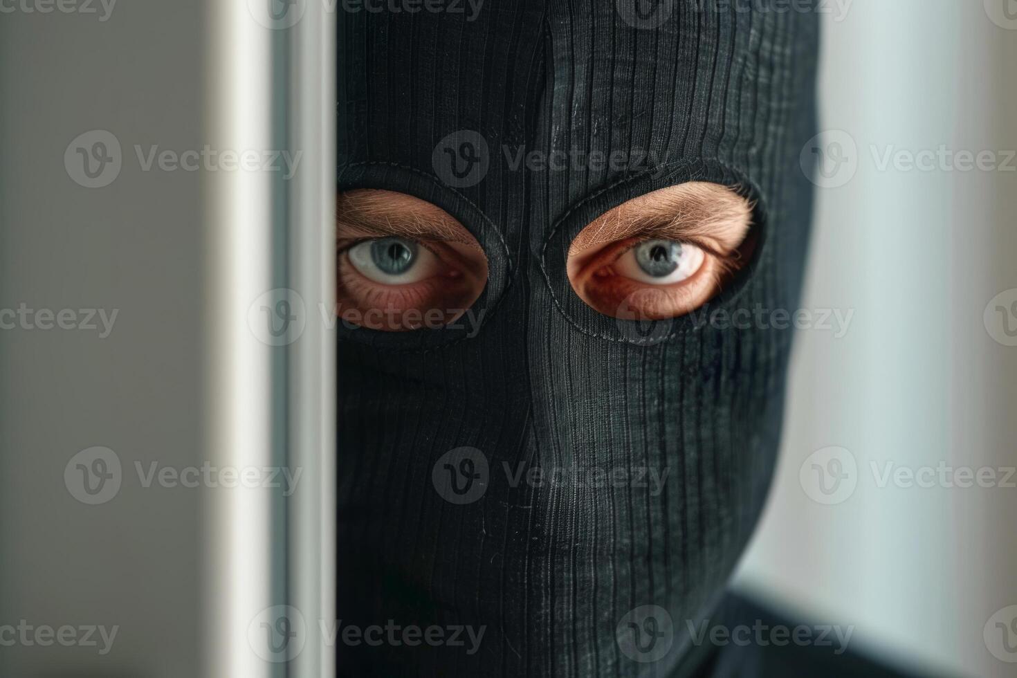 Burglar thief robbing house criminal activity robbery burglary mask crime scene stealing mugger security risk cctv camera catch illegal activity dangerous evil violence gun balaclava photo