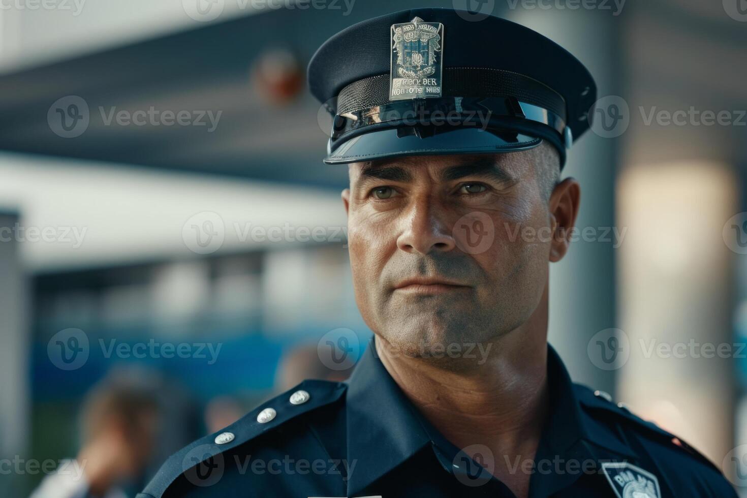 Security guard professional safety patrol man police employee mall safe business protect serve confident authority public space secure guarding agent staff shop convenience store grocery photo