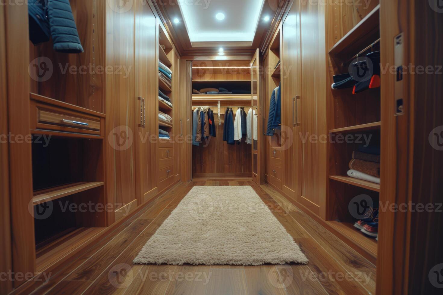 Stylish home wardrobe fashion aesthetic beauty thrifted clothing vintage modern luxury clothes garments room in apartment design lifestyle rack to choose dress hanging shirt pants jeans photo