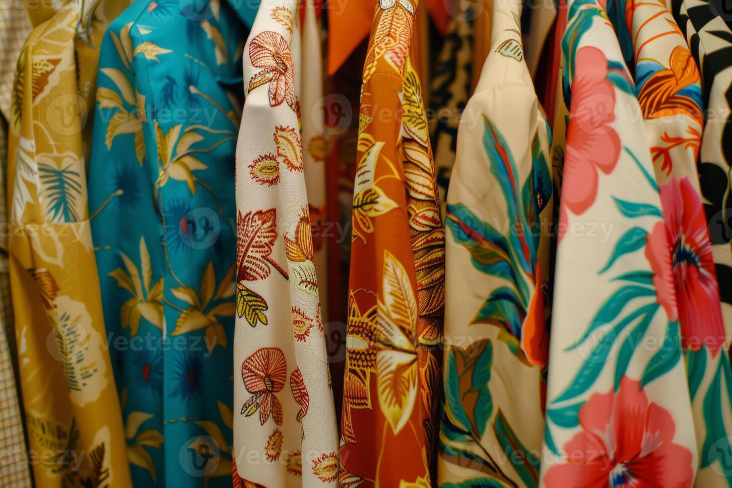Stylish home wardrobe fashion aesthetic beauty thrifted clothing vintage modern luxury clothes garments room in apartment design lifestyle rack to choose dress hanging shirt pants jeans photo