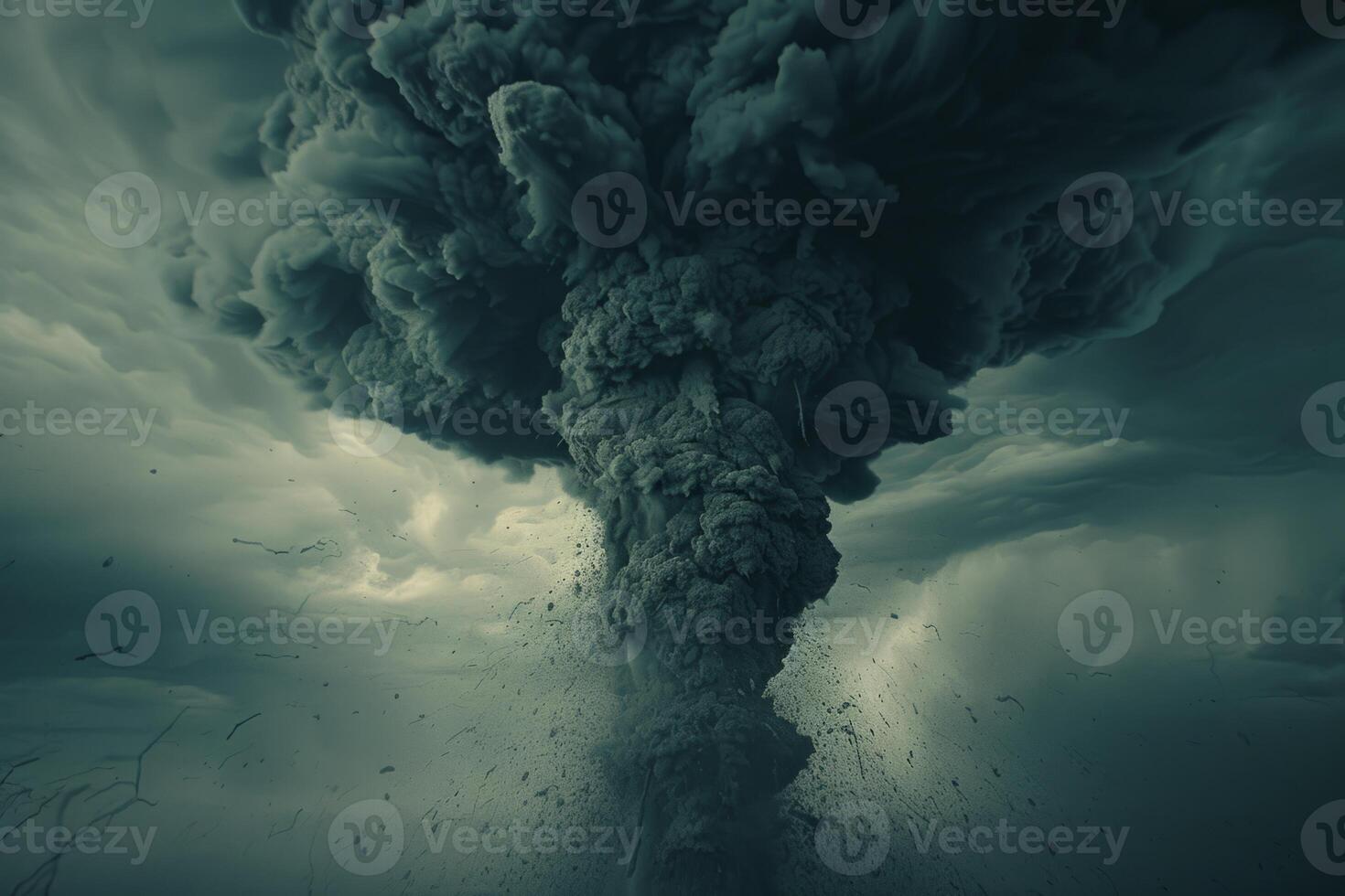 Volcanic eruption volcano erupting with smoke ashes old mountain peak sky covered with fumes natural disaster catastrophe exploding explosion national park lava photo