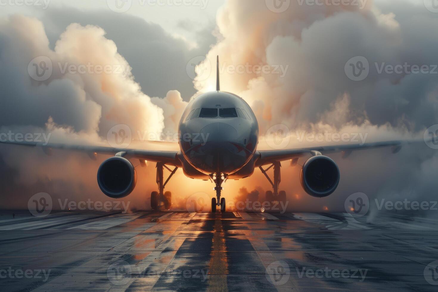 Plane crash airplane on runway catastrophe burning wrecks engine fire failure explosion fuel danger rescuing passengers commercial jet accident takeoff landing collision photo