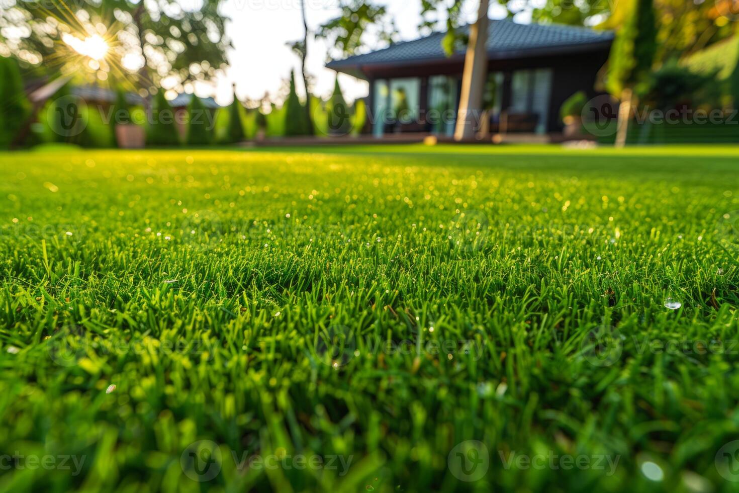 Green field grass lawn beautiful garden summer sunlight nature beauty yard cottage outdoors trees spring field relaxation flowers blooming fresh leaves photo