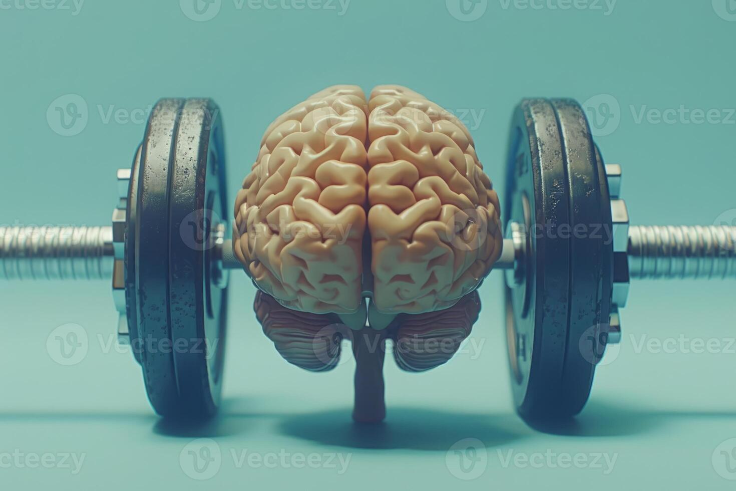 Human brain doing workout heavy work powerlifting power calculations health intelligence smart person training education depiction of creativity exercise mental state sport spirit photo