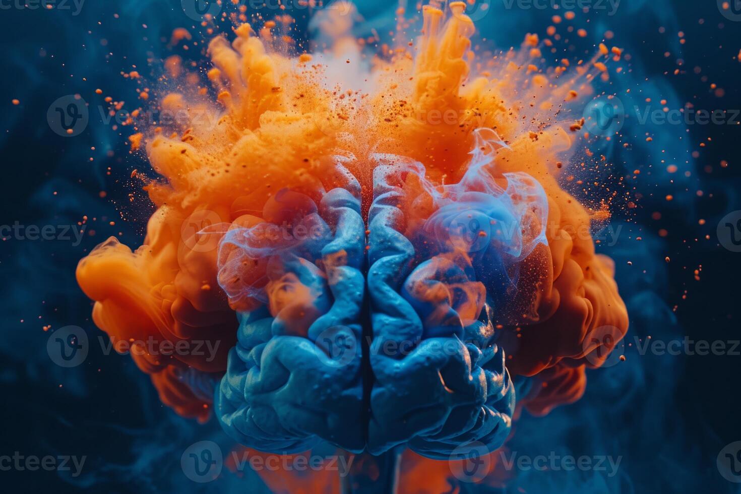 Human brain colorful splash creativity exploding with new ideas plans motivation brainstorm and education concept emotional intelligence mindfulness minds science abstract intellect photo