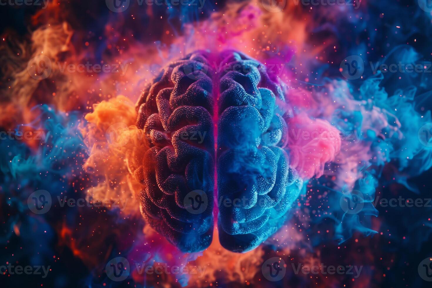 Human brain colorful splash creativity exploding with new ideas plans motivation brainstorm and education concept emotional intelligence mindfulness minds science abstract intellect photo