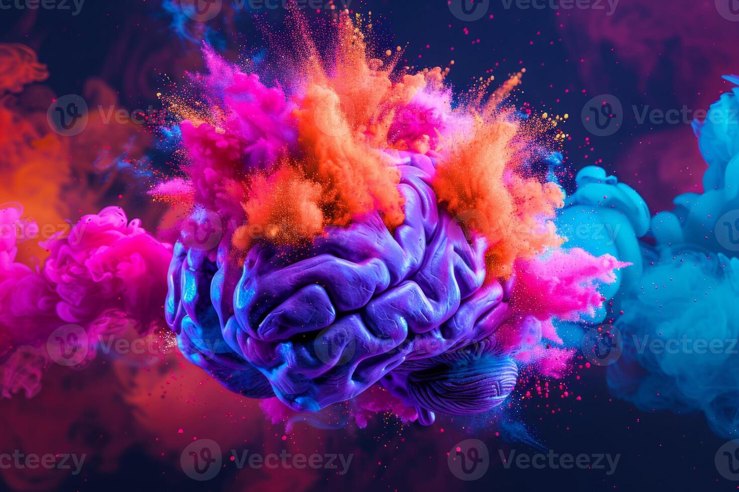 Human brain colorful splash creativity exploding with new ideas plans motivation brainstorm and education concept emotional intelligence mindfulness minds science abstract intellect photo