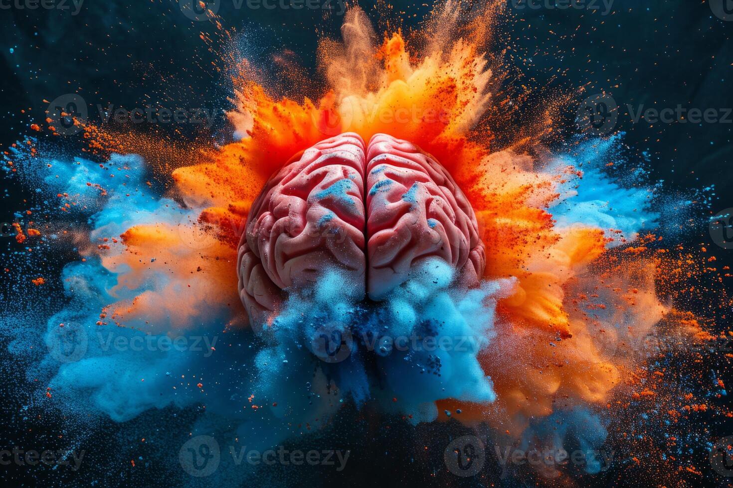 Human brain colorful splash creativity exploding with new ideas plans motivation brainstorm and education concept emotional intelligence mindfulness minds science abstract intellect photo