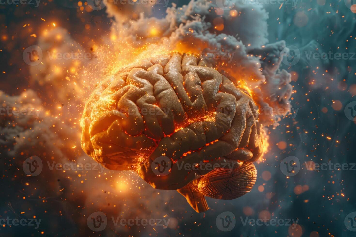 Human brain colorful splash creativity exploding with new ideas plans motivation brainstorm and education concept emotional intelligence mindfulness minds science abstract intellect photo