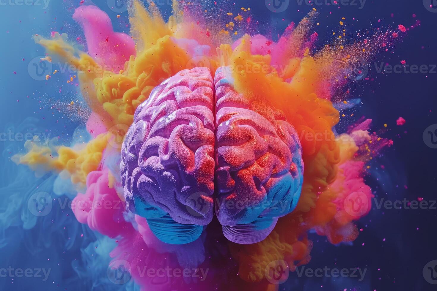 Human brain colorful splash creativity exploding with new ideas plans motivation brainstorm and education concept emotional intelligence mindfulness minds science abstract intellect photo
