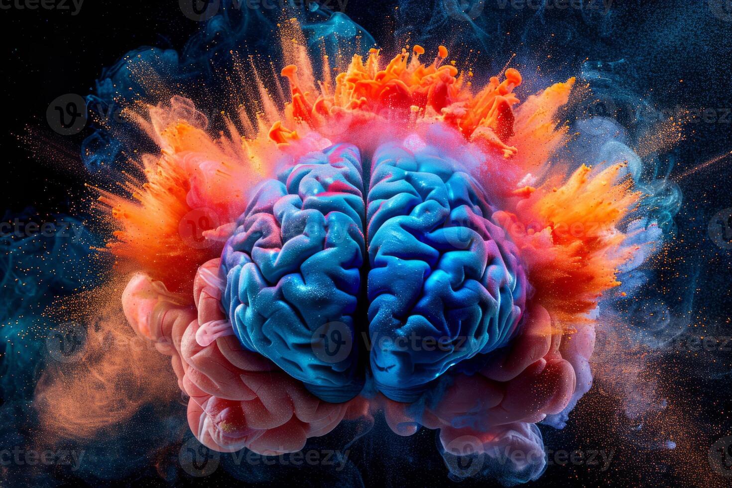 Human brain colorful splash creativity exploding with new ideas plans motivation brainstorm and education concept emotional intelligence mindfulness minds science abstract intellect photo