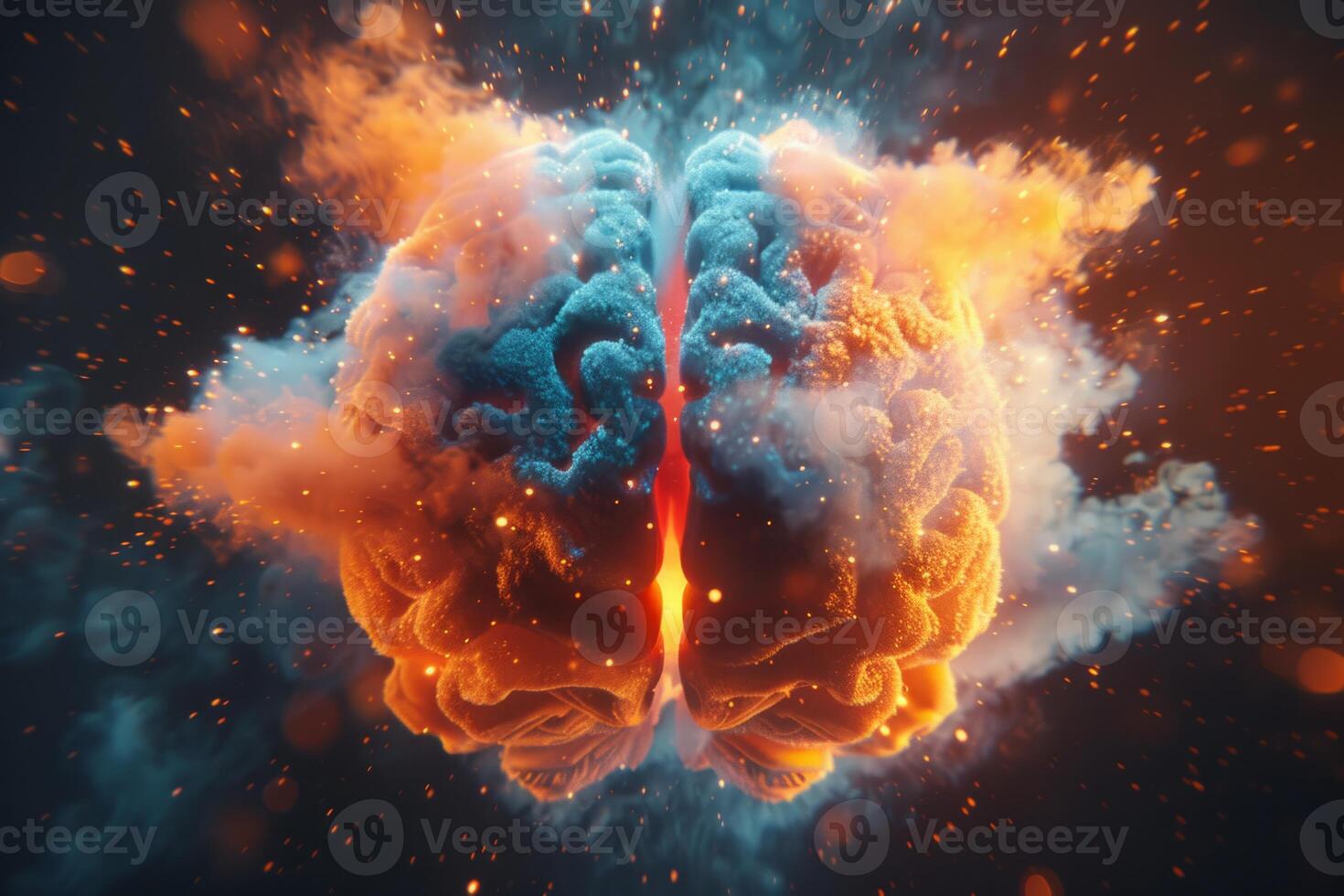 Human brain colorful splash creativity exploding with new ideas plans motivation brainstorm and education concept emotional intelligence mindfulness minds science abstract intellect photo