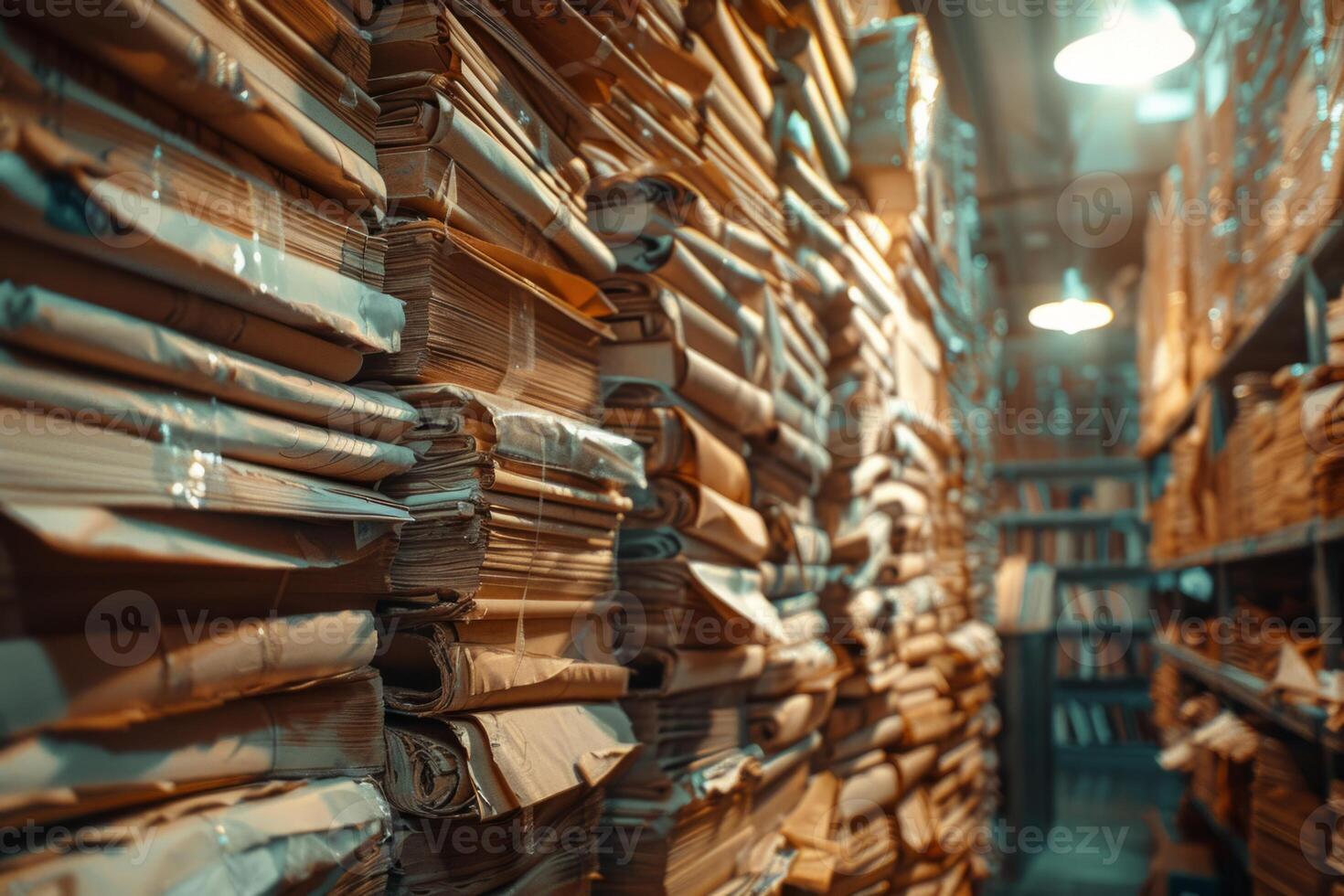 Piles of paper office filled with paperwork full archive file documents stack of folders information outdated old technology digitalization reports unorganized history messy research photo