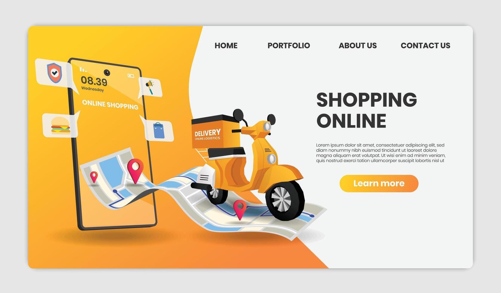 Landing page template of Creative process. Modern flat design concept of web page design for website and mobile website. Easy to edit and customize vector