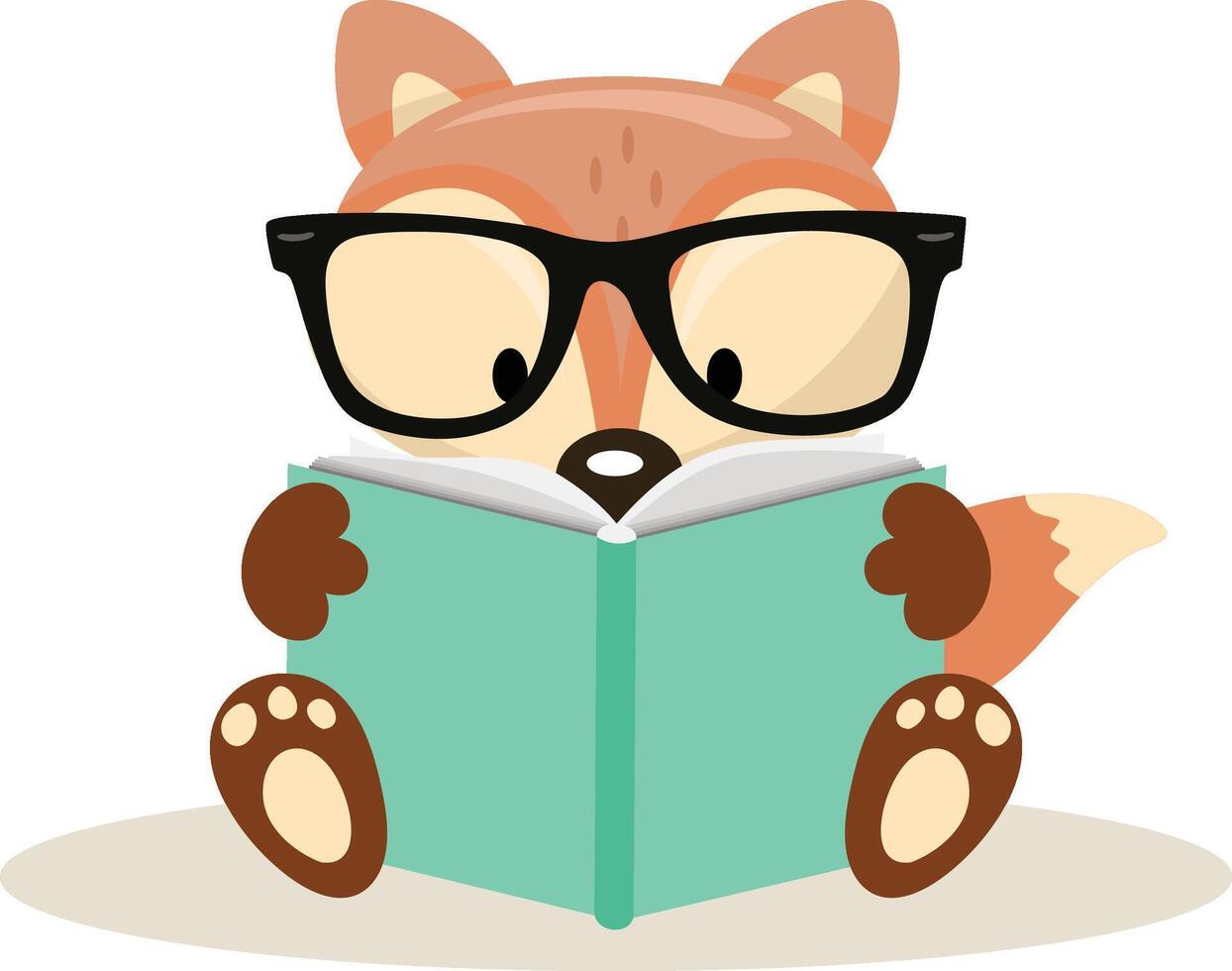 Cute fox sitting reading a book vector