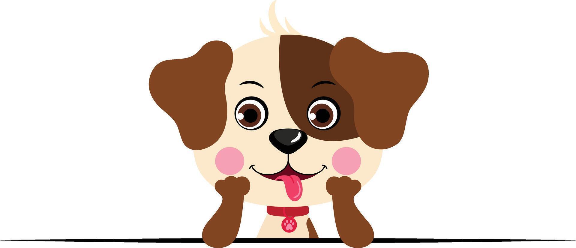 Cute dog peeking isolated on white vector