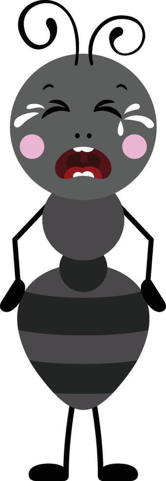 Cute ant sad and crying vector