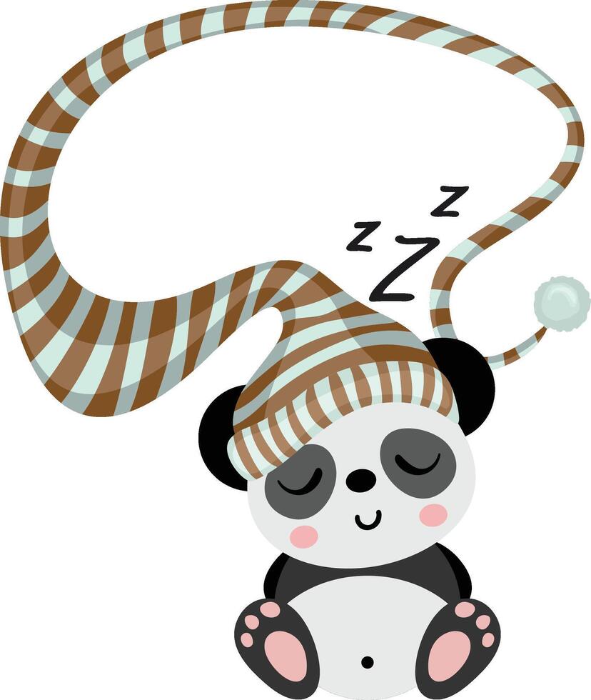 Sleepy panda with funny hat vector