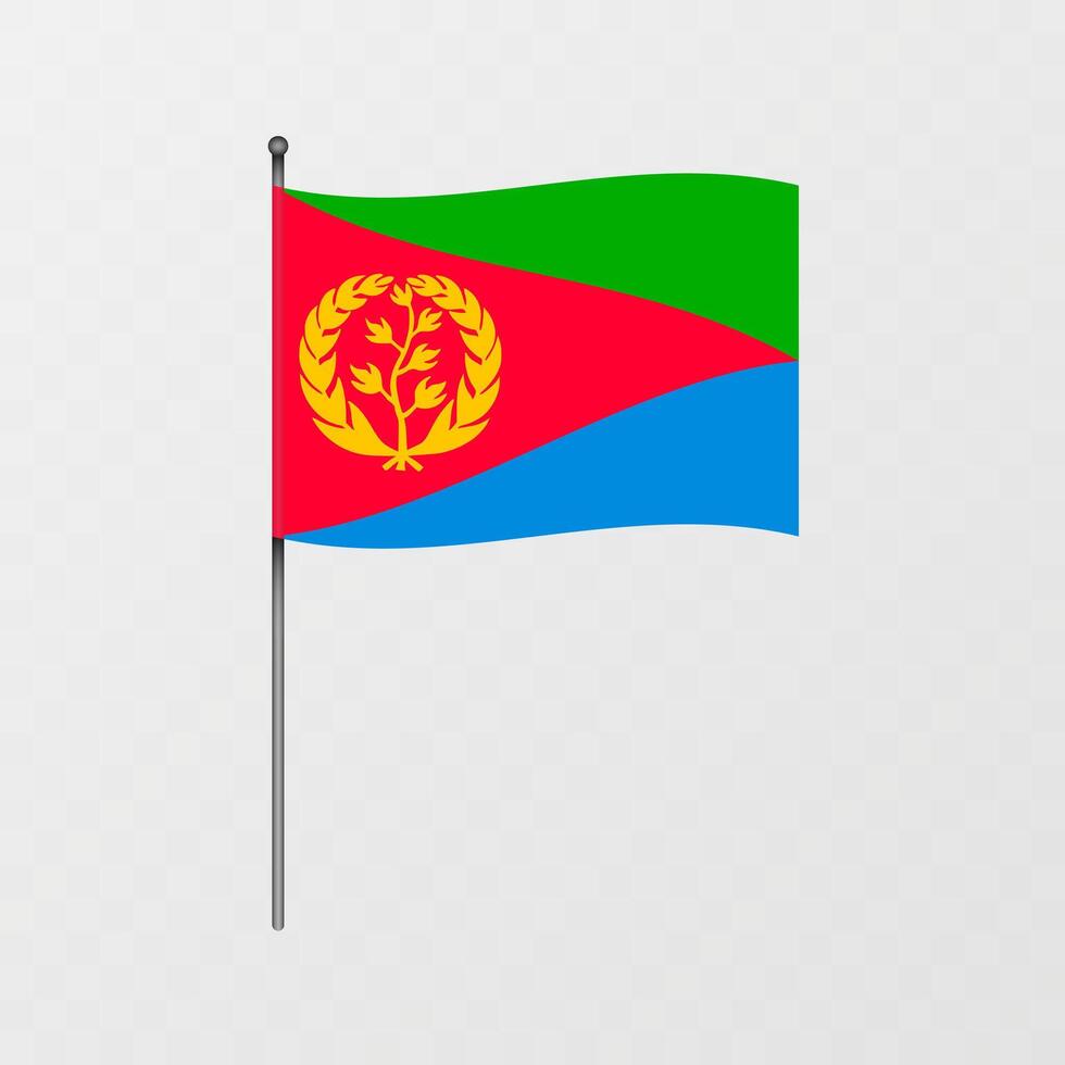 Eritrea flag on flagpole. illustration. vector