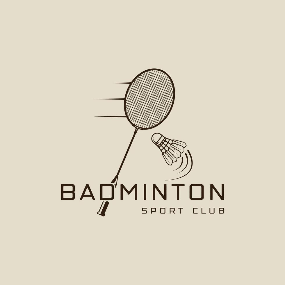 shuttlecock and racket of badminton logo line art simple minimalist illustration template icon graphic design. sport sign and symbol for club or academy or tournament mascot concept vector