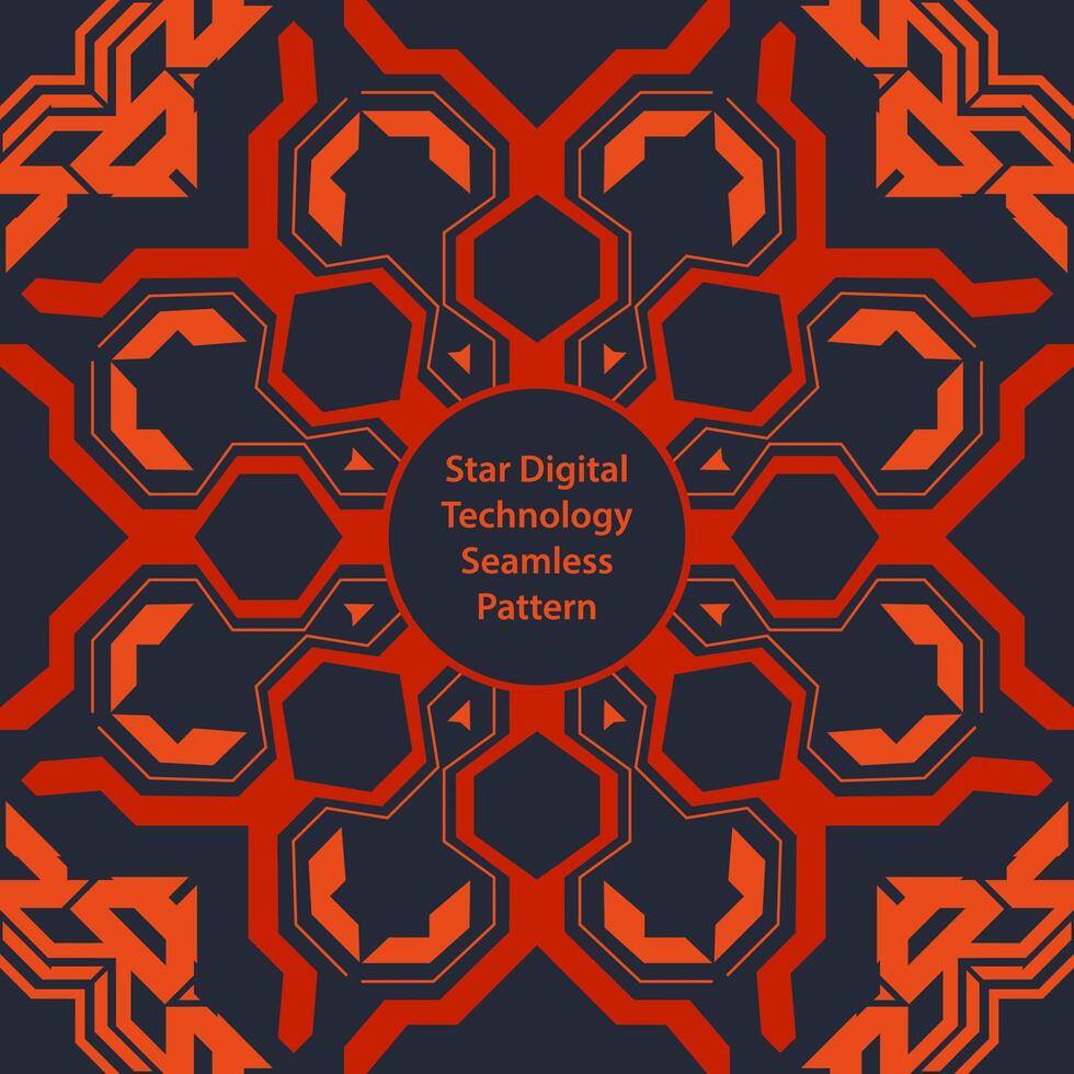 Star digital technology style seamless pattern vector