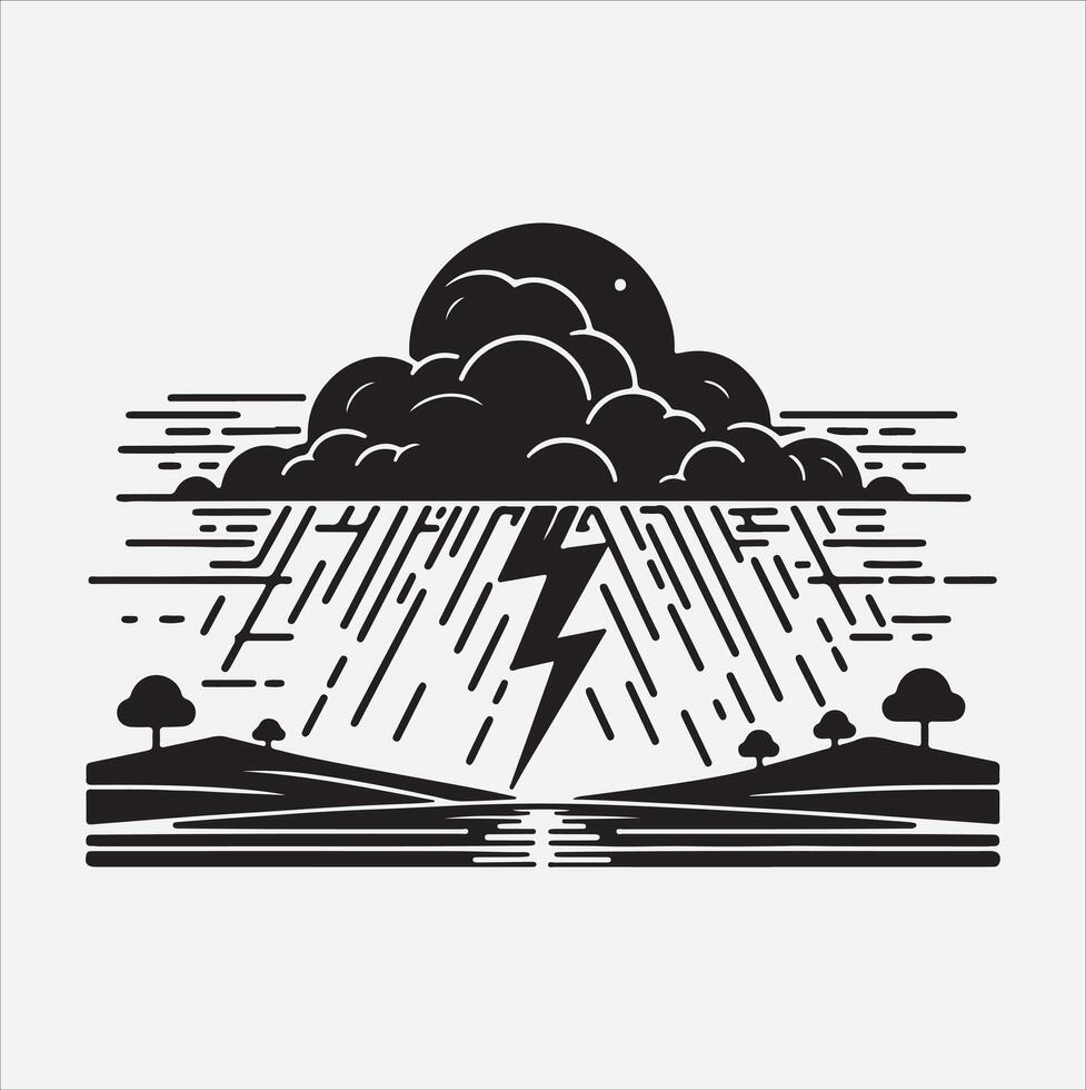 Thunderstorm liner silhouette illustration vector