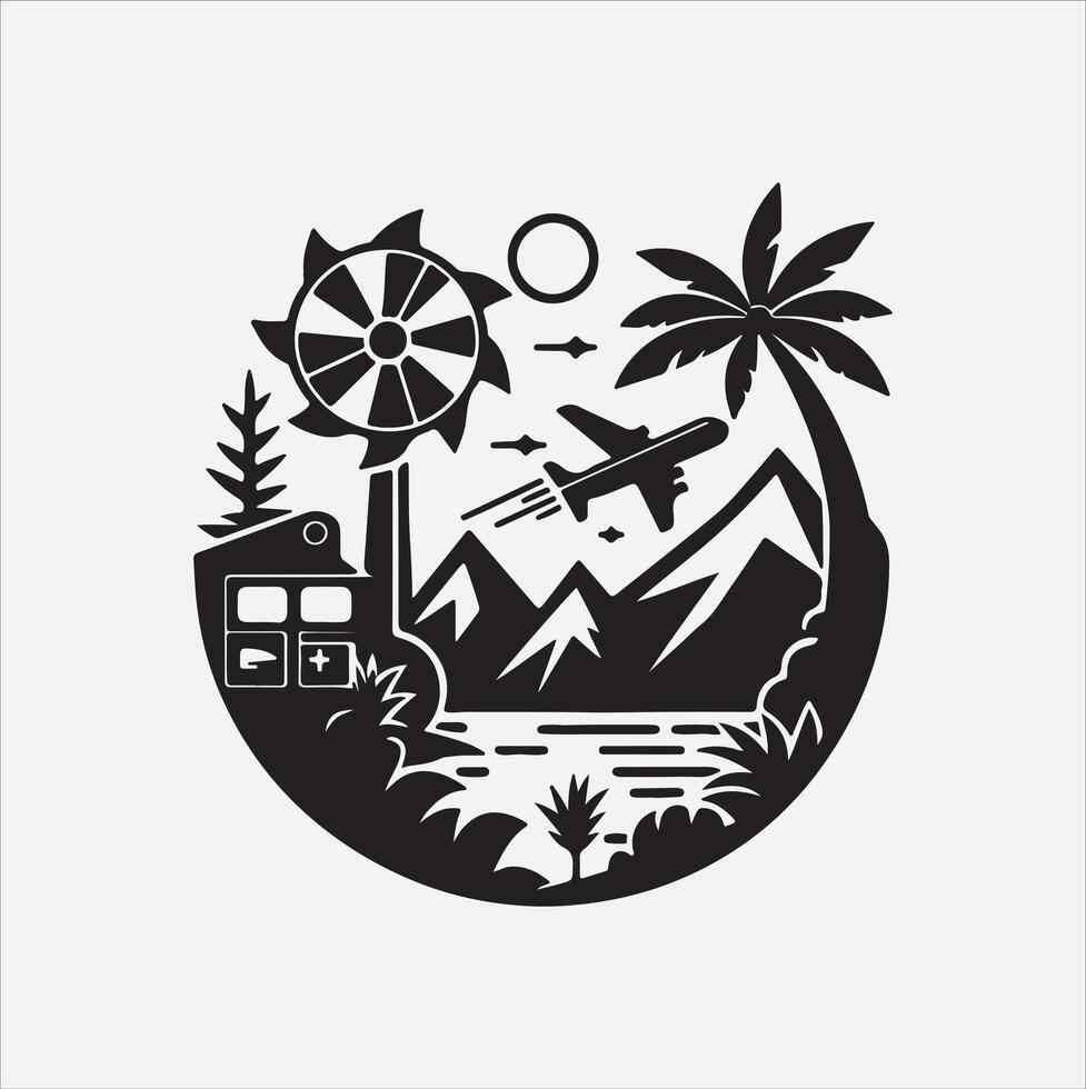 Travel logo art illustration with a background vector