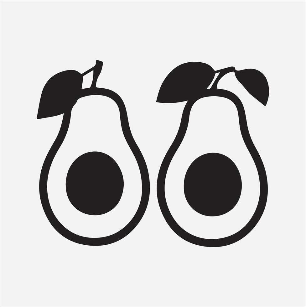 Avocado fruit silhouette artwork with white background. vector