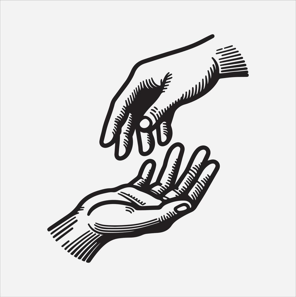 helping hand silhouette art illustration vector