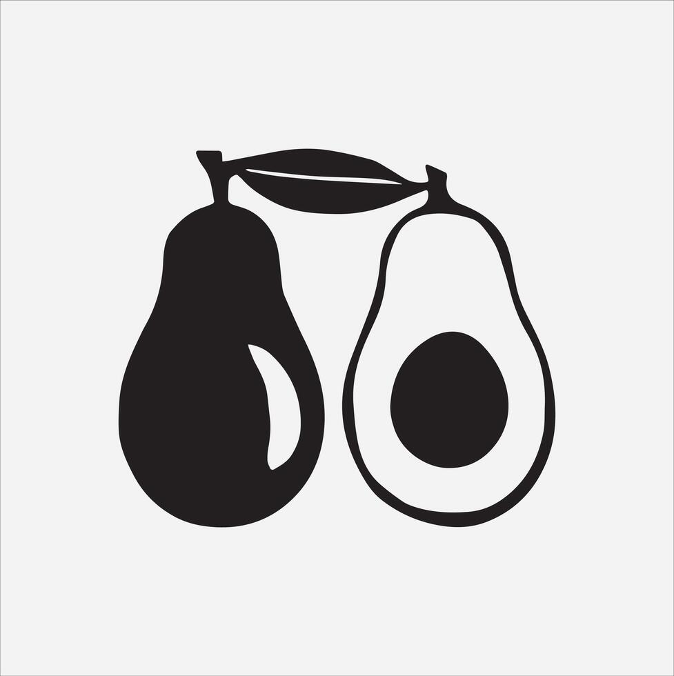 Avocado fruit silhouette artwork with white background. vector