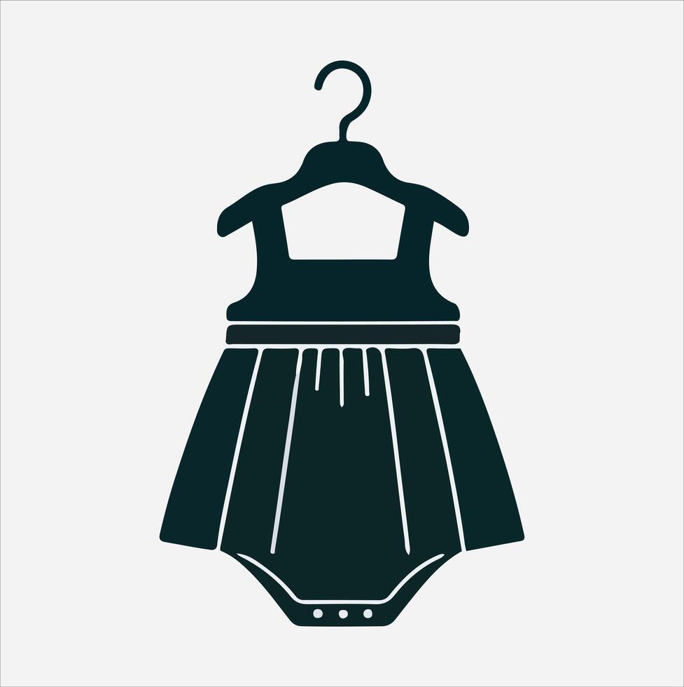 minimalist and simple baby dress silhouette, white background vector