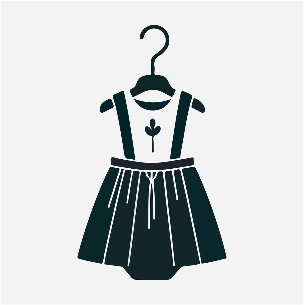 minimalist and simple baby dress silhouette, white background vector