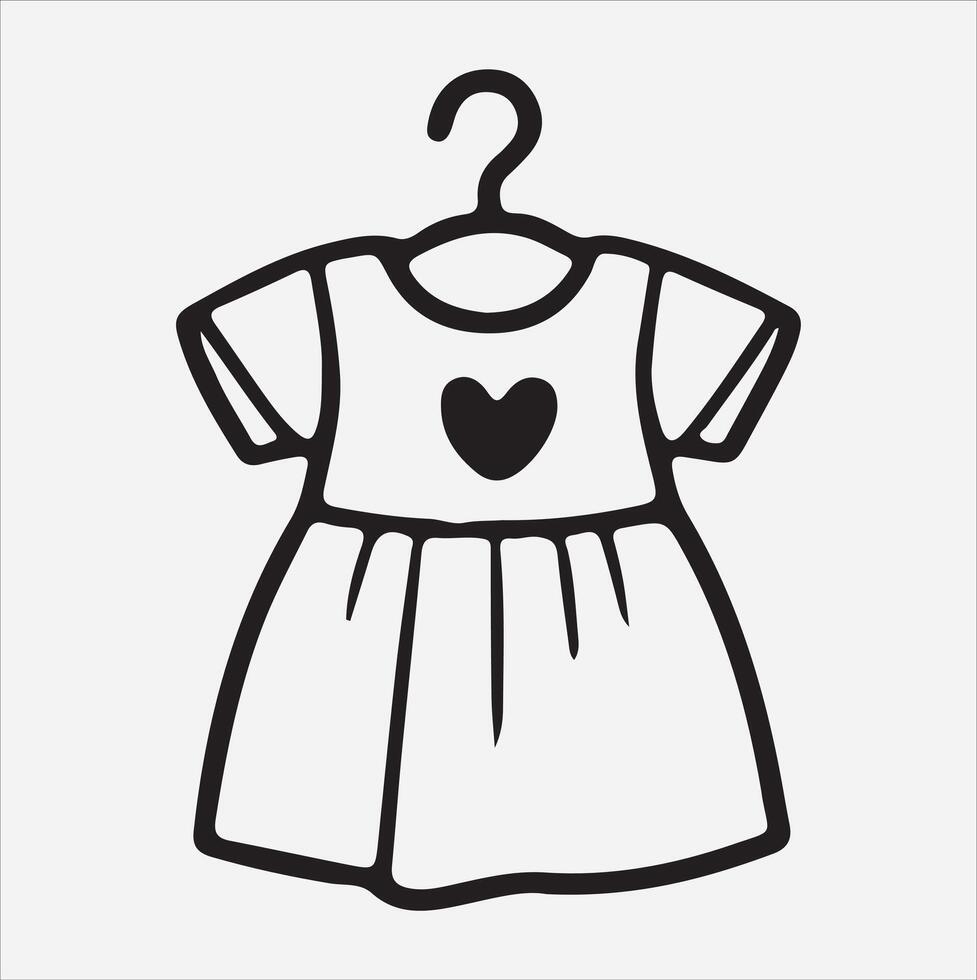 minimalist and simple baby dress silhouette, white background vector
