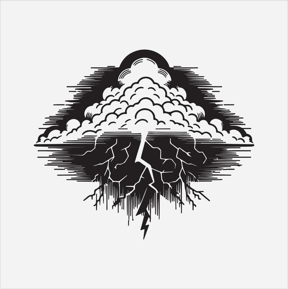 Thunderstorm liner silhouette illustration vector