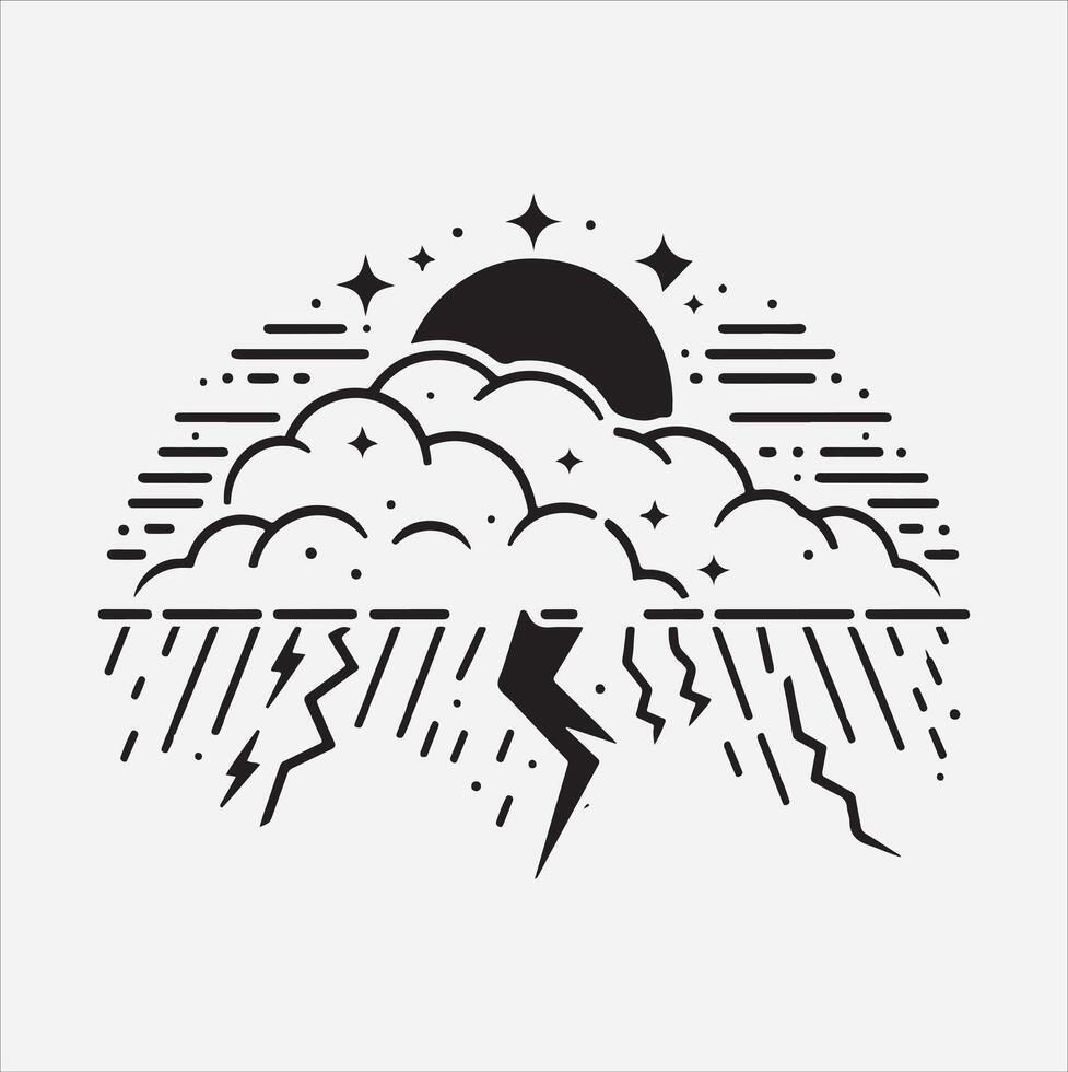Thunderstorm liner silhouette illustration vector