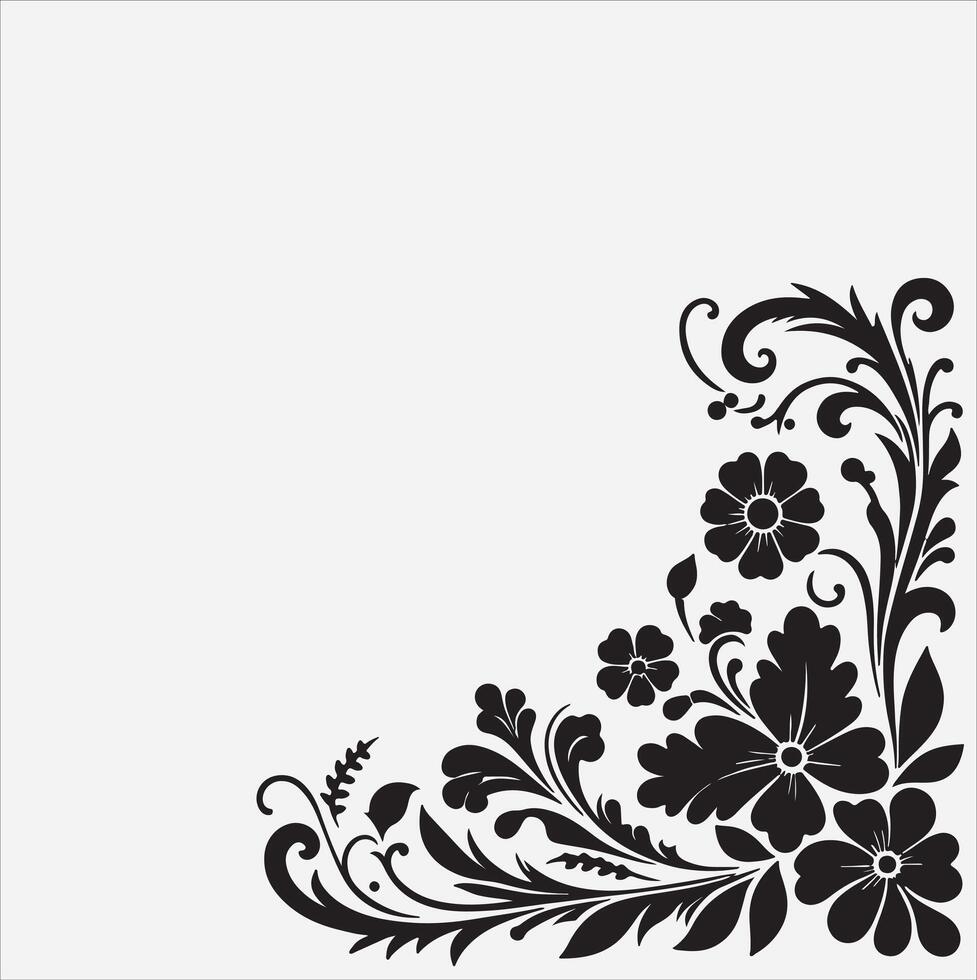 Floral corner silhouette art illustration vector