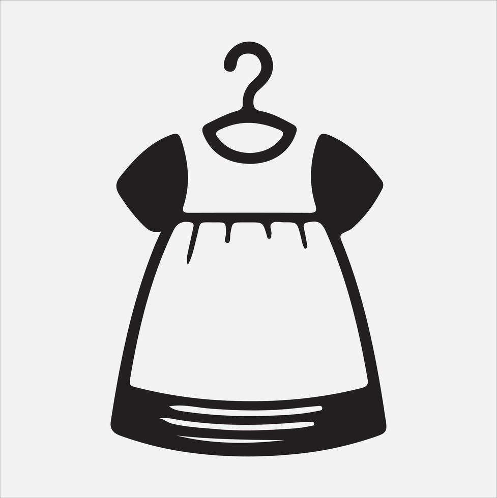 minimalist and simple baby dress silhouette, white background vector