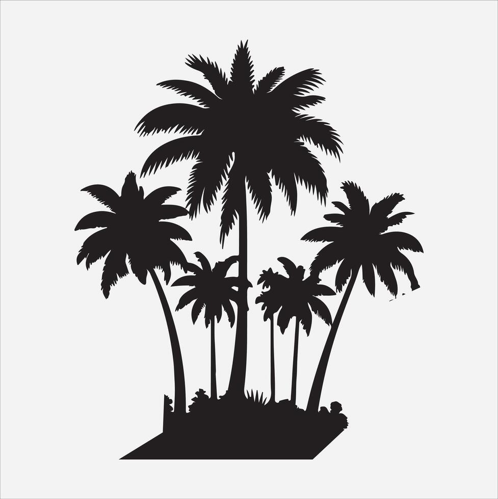 palm tree silhouette on a white background vector