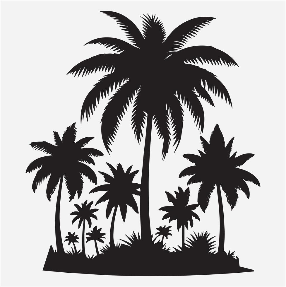 palm tree silhouette on a white background vector