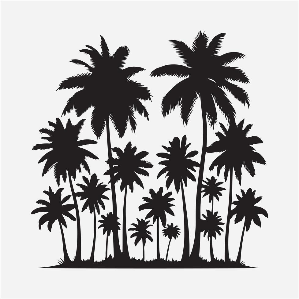 palm tree silhouette on a white background vector